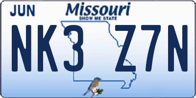 MO license plate NK3Z7N