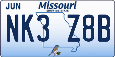 MO license plate NK3Z8B