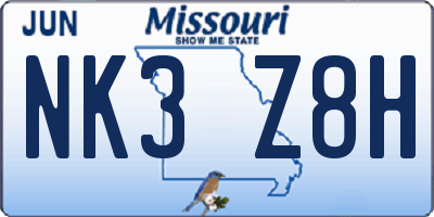 MO license plate NK3Z8H