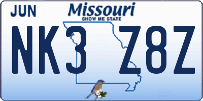 MO license plate NK3Z8Z