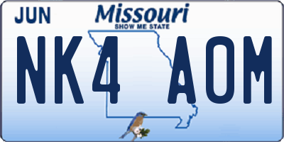 MO license plate NK4A0M