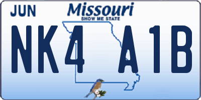 MO license plate NK4A1B