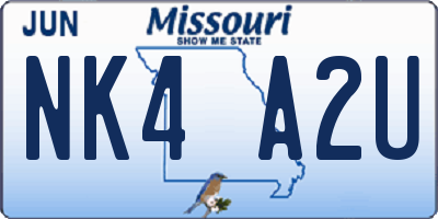 MO license plate NK4A2U