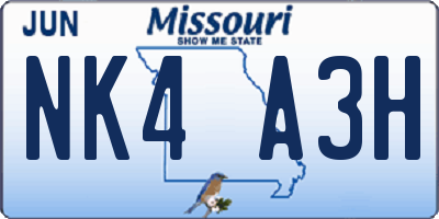 MO license plate NK4A3H