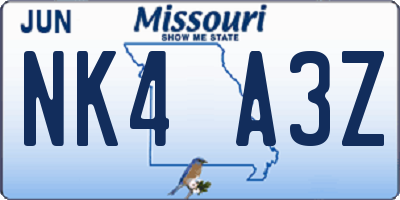 MO license plate NK4A3Z