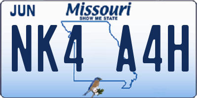 MO license plate NK4A4H