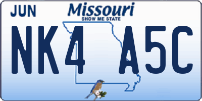 MO license plate NK4A5C