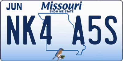 MO license plate NK4A5S