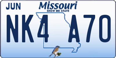MO license plate NK4A7O