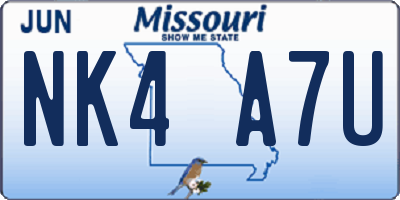 MO license plate NK4A7U