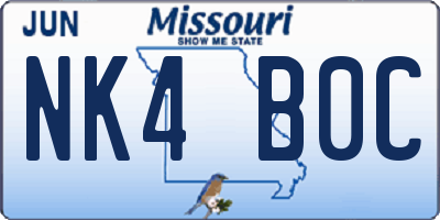 MO license plate NK4B0C