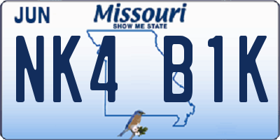 MO license plate NK4B1K