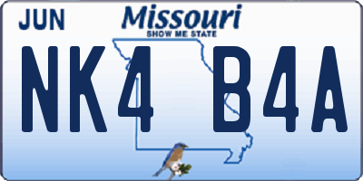 MO license plate NK4B4A