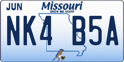 MO license plate NK4B5A