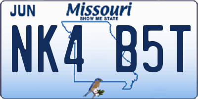 MO license plate NK4B5T