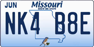 MO license plate NK4B8E