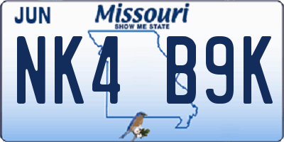 MO license plate NK4B9K