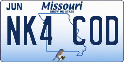 MO license plate NK4C0D