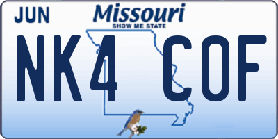 MO license plate NK4C0F