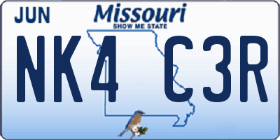 MO license plate NK4C3R