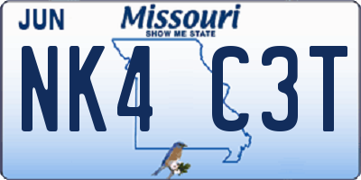 MO license plate NK4C3T