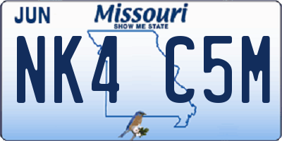 MO license plate NK4C5M