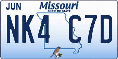 MO license plate NK4C7D