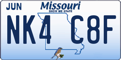 MO license plate NK4C8F