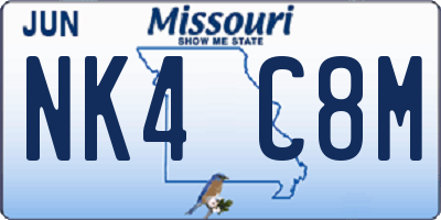 MO license plate NK4C8M