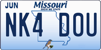 MO license plate NK4D0U