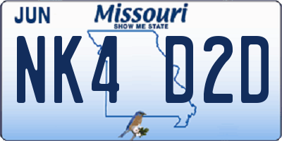 MO license plate NK4D2D