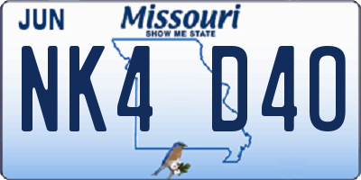 MO license plate NK4D4O