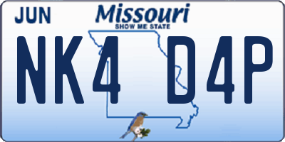 MO license plate NK4D4P
