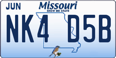 MO license plate NK4D5B