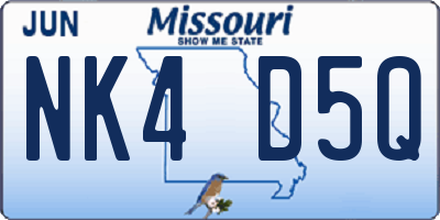 MO license plate NK4D5Q