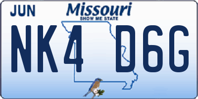 MO license plate NK4D6G
