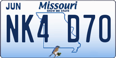 MO license plate NK4D7O