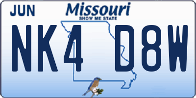 MO license plate NK4D8W