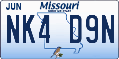 MO license plate NK4D9N