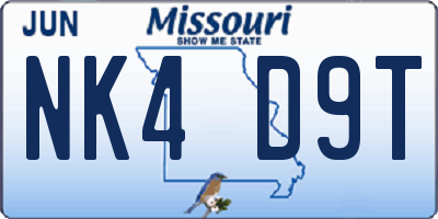 MO license plate NK4D9T
