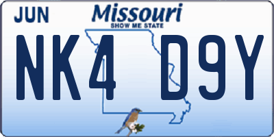 MO license plate NK4D9Y