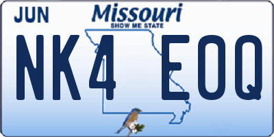MO license plate NK4E0Q