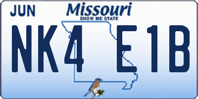 MO license plate NK4E1B