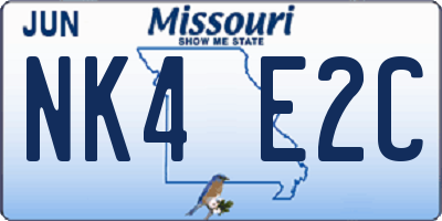 MO license plate NK4E2C