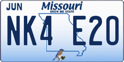 MO license plate NK4E2O