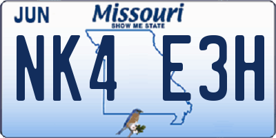 MO license plate NK4E3H