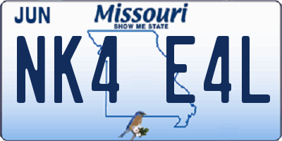MO license plate NK4E4L