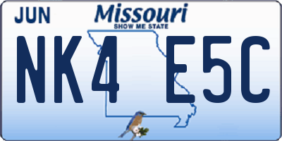 MO license plate NK4E5C