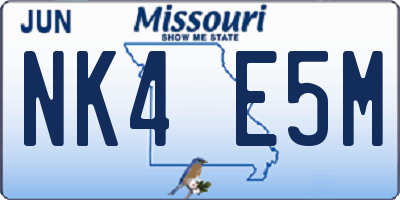 MO license plate NK4E5M