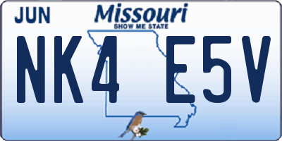MO license plate NK4E5V